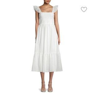 Sweet & Romantic Nanette Lepore White Eyelet Tiered Ruffle Midi Dress A STAPLE!